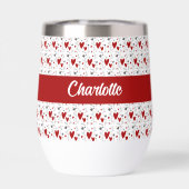 Rotes schwarzes modernes Herz Retro Monogramm Name (Rückseite)