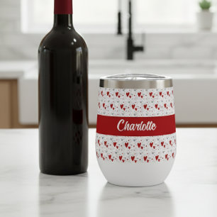 Rotes schwarzes modernes Herz Retro Monogramm Name