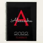 Rotes Schwarzes Monogramm-Elegant 2022 Planer<br><div class="desc">2022 Rot und Schwarz Monogram Name und Initial Spiral Notebook Planner. Das macht den perfekten 16 Geburtstag,  Hochzeit,  Brautparty,  Jubiläum,  Babydusche oder Junggeselinnen-Abschied Geschenk für jemanden,  der Lieben glamourösen Luxus und schicke Stile.</div>