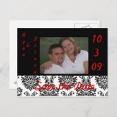 Rotes, schwarzes n-Weiß Ankündigungspostkarte (Vorne/Hinten)