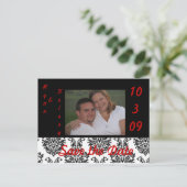 Rotes, schwarzes n-Weiß Ankündigungspostkarte (Stehend Vorderseite)