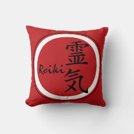 Rotes Schwarzes REIKI Symbols + Ihr Hintergrund Kissen