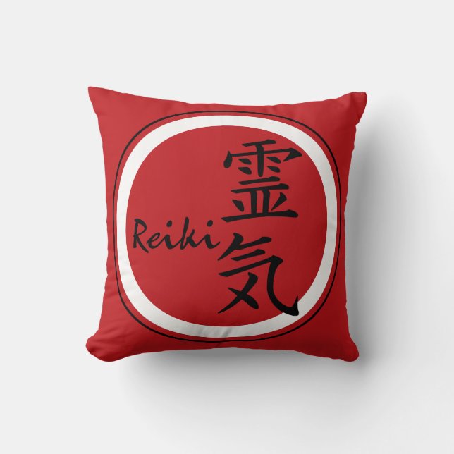 Rotes Schwarzes REIKI Symbols + Ihr Hintergrund Kissen (Vorderseite)