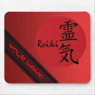 Rotes Schwarzes REIKI Symbols + Ihr Name u. Bild Mousepad