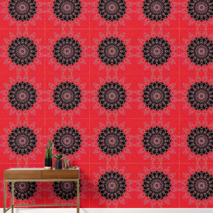Rotes Schwarzes Rosa Mandala Abstrakt Tapete