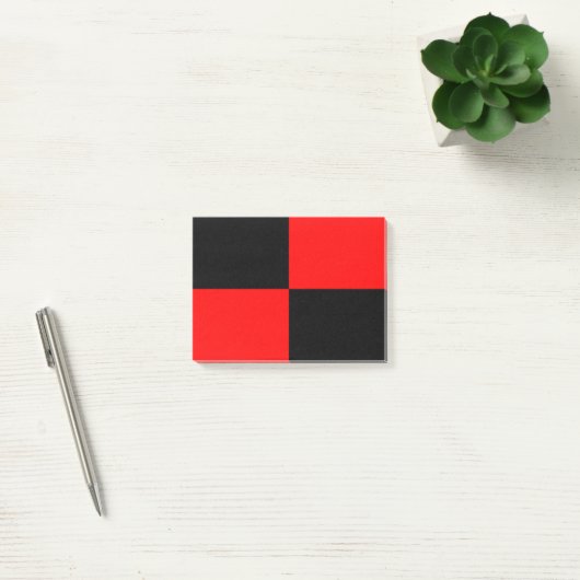 Rotes schwarzes Schachbrett Quadrat Post-it Klebezettel (Büro)