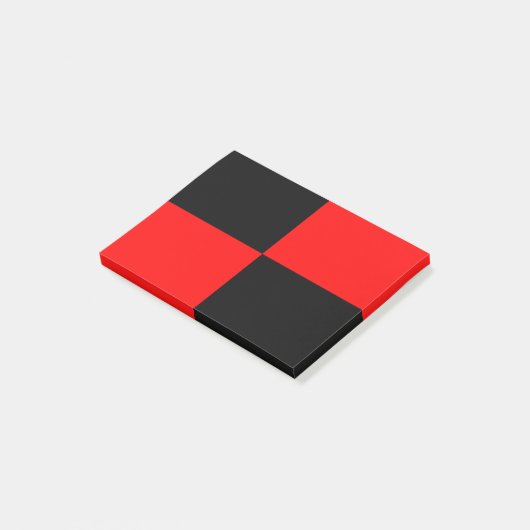 Rotes schwarzes Schachbrett Quadrat Post-it Klebezettel (angewinkelt)