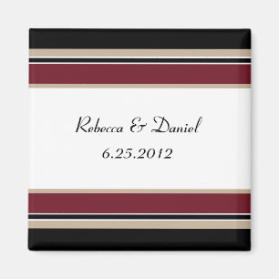 Rotes schwarzes TAN Stripes Save the Date Magneten Magnet