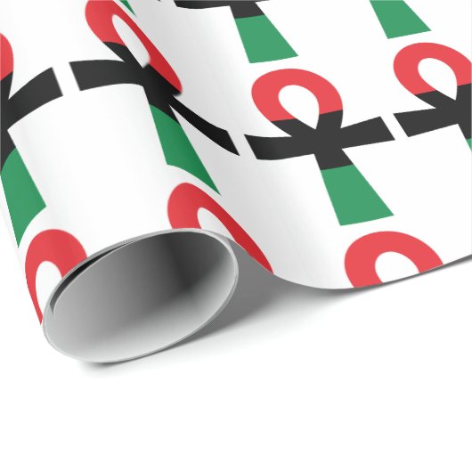 Rotes, schwarzes u. grünes Ankh Geschenkpapier (Rolleneckpunkt)