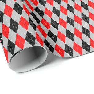 Rotes, schwarzes und graues Argyle-Geschenkpapier Geschenkpapier