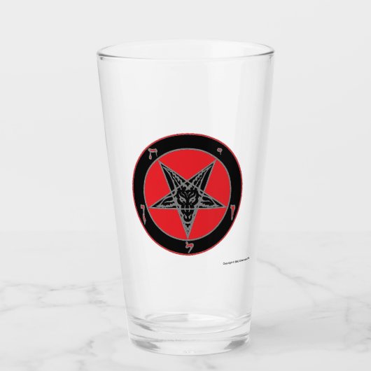 Rotes, Schwarzes und Graues Baphomet-Design Glas (Vorderseite)