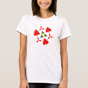 Rotes schwarzes und grünes Muster T-Shirt