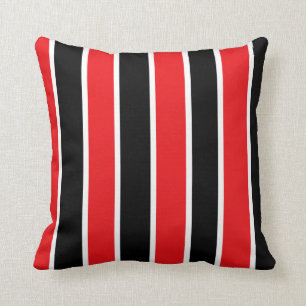Rotes Schwarzes und Weiß-Gestreift Kissen
