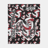 Rotes, Schwarzes und Weiß-Volleyball-Muster Fleecedecke (Vorderseite)