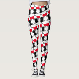 rotes schwarzes und weißes gestreiftes geometrisch leggings