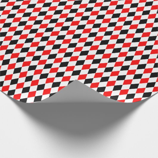 Rotes, Schwarzes und Weißes Harlequin-Umhüllungspa Geschenkpapier (Ecke)