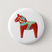 Rotes Schwede Dala Pferd Button (Vorderseite)