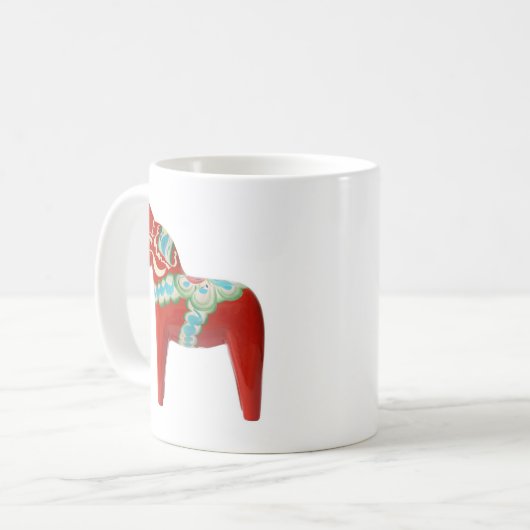 Rotes Schwede Dala Pferd Kaffeetasse (Vorderseite Links)