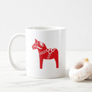 Rotes Schwedisches Pferd Zeichnend Weihnachtsmuste Kaffeetasse