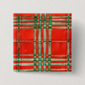 ROTES SCOTT TARTAN-Quadrat-Button Button (Vorderseite)