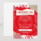 Rotes Scrapbook Galentine-Day-Party-Karte Feiertagskarte (Vorne/Hinten)