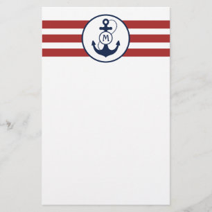 Rotes Seeanker-Monogramm Briefpapier