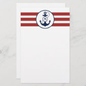 Rotes Seeanker-Monogramm Briefpapier (Vorne/Hinten)