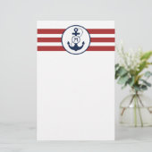 Rotes Seeanker-Monogramm Briefpapier (Stehend Vorderseite)