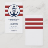 Rotes Seeanker-Monogramm Visitenkarte (Vorne/Hinten)