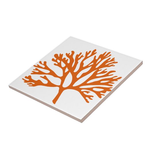 rotes Seekorallen-Silhouette Fliese (Seite)