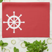 Rotes Seeschiffs-Rad Küchentuch (Gefaltet)