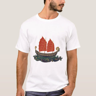 Rotes Segel Dschunke chinesisches Schatzschiff T-S T-Shirt
