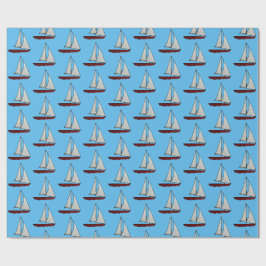 Rotes Segelboot Geschenkpapier