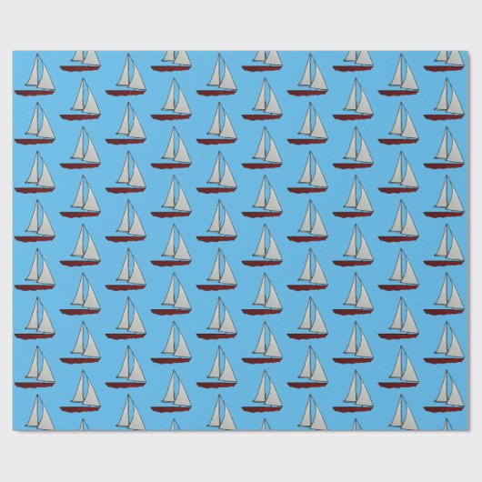 Rotes Segelboot Geschenkpapier (Flach)