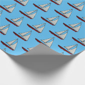 Rotes Segelboot Geschenkpapier (Ecke)