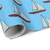 Rotes Segelboot Geschenkpapier (Rolleneckpunkt)