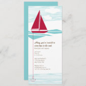 Rotes Segelboot-Party laden ein Einladung (Vorne/Hinten)
