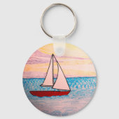 Rotes Segelboot  Schlüsselanhänger (Vorderseite)