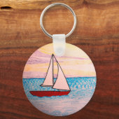 Rotes Segelboot  Schlüsselanhänger (Vorderseite)