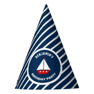 Rotes Segelboot-Seegeburtstag Partyhütchen