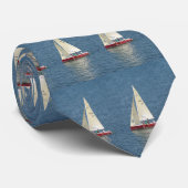 Rotes Segelboot, weiße Segel Krawatte (Gerollt)