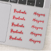 (Rotes Set von 10) Eleganter Name des Skripts Aufkleber