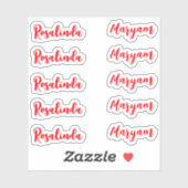 (Rotes Set von 10) Eleganter Name des Skripts Aufkleber (Blatt)