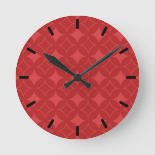 Rotes Shippo‑Muster Runde Wanduhr
