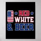 Rotes Shirt und Bier - USA 4. Juli Drink Poster (Vorne)