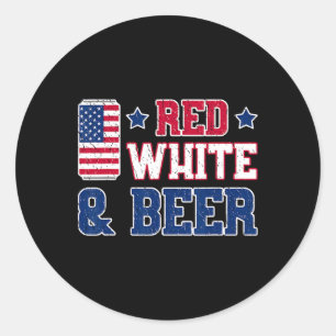 Rotes Shirt und Bier - USA 4. Juli Drink Runder Aufkleber