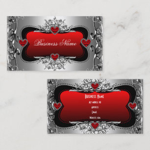 Rotes Silber Diamant Bild Herzen Elegant Visitenkarte