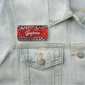 Rotes Silber und schwarzer Fohlenleopard Pinselstr Namensschild (Beispiel)