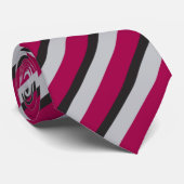 Rotes Silber und schwarzer Regimentsstreifen Krawatte (Gerollt)