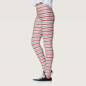 Rotes Silber und weiße Weihnachtsstreifen Leggings (Links)